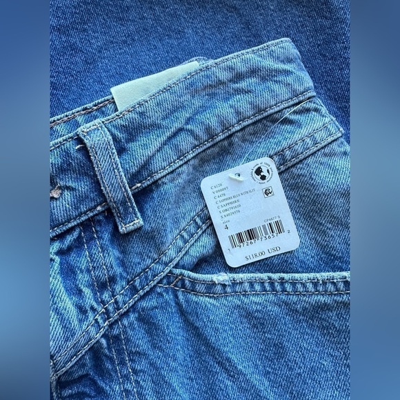 #5 NWT Free People Come As You Are Denim Maxi Skirt in Sapphire Blue With Slit - Picture 6 of 7